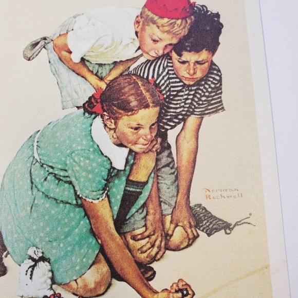 2 Norman Rockwell Lithographs 1972 Golden Days Knuckles Down Orgnl Envelope 5x7 - Picture 10 of 12